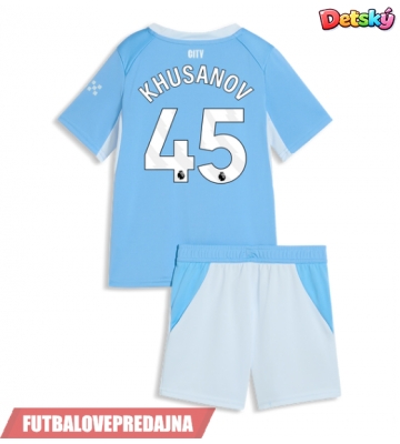 Lacne Dětský Futbalové dres Manchester City Abdukodir Khusanov #45 2026-27 Krátky Rukáv - Domáci (+ trenírky)